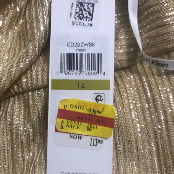 Calvin Klein woman dress gold gown - Picture 3 of 16